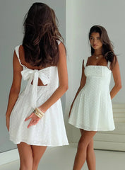 Xanthus Embroidered Mini Dress White