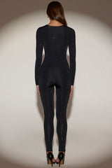 Embellished Jersey High-Waisted Leggings in Black