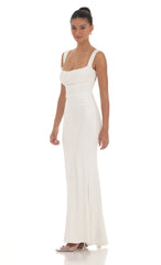 Back Sequin Butterfly Maxi Dress in White