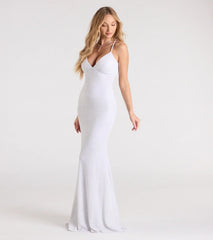 Carina Lace-Up Mermaid Glitter Formal Dress