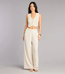 Effortlessly Polished Linen-Blend Cropped Vest