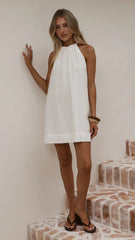 Demy Halter Mini Dress - White