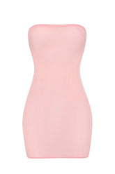 Soft Sheer-Mesh Bandeau Mini Slip Dress in Pink