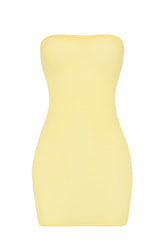 Soft Sheer-Mesh Bandeau Mini Slip Dress in Yellow