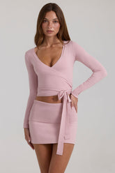 Soft Knit Wrap Top in Blush