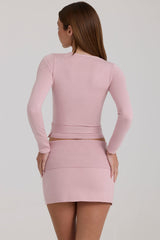 Soft Knit Mini Skirt in Blush