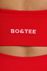 Define Luxe V-Neck Sports Bra in Red