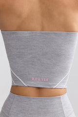 Soft Active Contrast-Trim Bandeau Top in Marl Grey