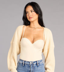 Sweet And Cozy Oversized Knit Sweater Bolero