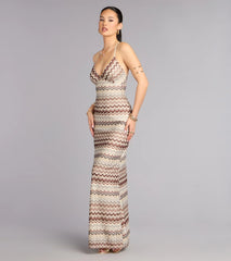 Sunset Plans Chevron Crochet Maxi Dress