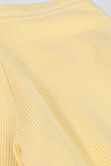 Ribbed Knit Wide-Leg Joggers in Lemon