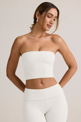 Modal Strapless Crop Top in White