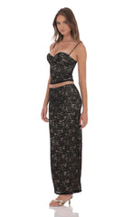 Lace Bodycon Two Piece Set in Black