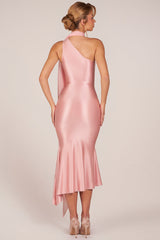 Scarf-Detail Midaxi Dress in Blush Pink