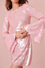 Annabella Sequin Bell Sleeve Mini Dress