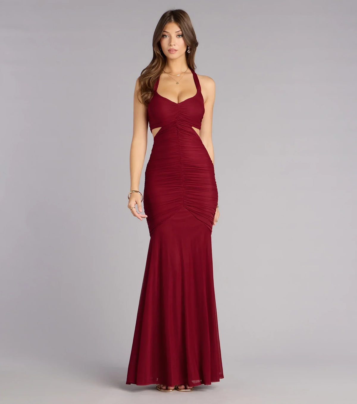 Giana Ruched Mesh Mermaid Dress