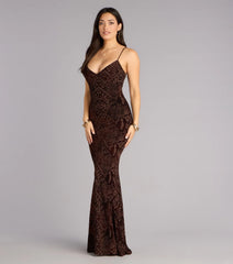 Arli Snake Velvet Burnout Mermaid Dress