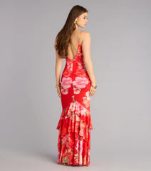 All Eyes On You Floral Ruffle Maxi Dress