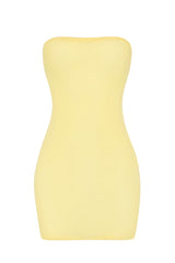 Soft Sheer-Mesh Bandeau Mini Slip Dress in Yellow