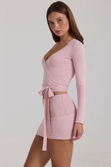 Soft Knit Wrap Top in Blush