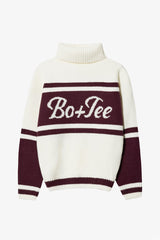 Knit Turtleneck Oversized Jumper in Burgundy