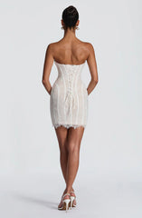 Sian Mini Dress - Ivory Embellishment