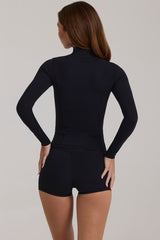 Soft Active Zip-Up Jacket in Black