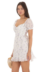 Floral Fit and Flare Dress in White