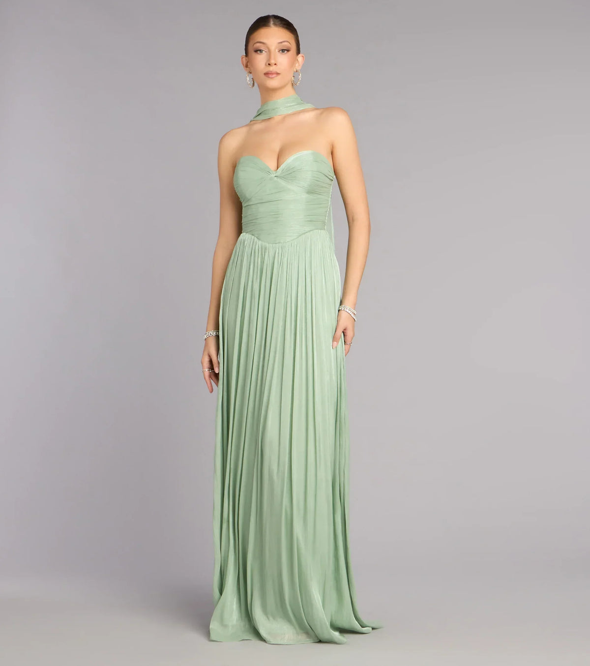 Serena Chiffon Formal Dress With Scarf